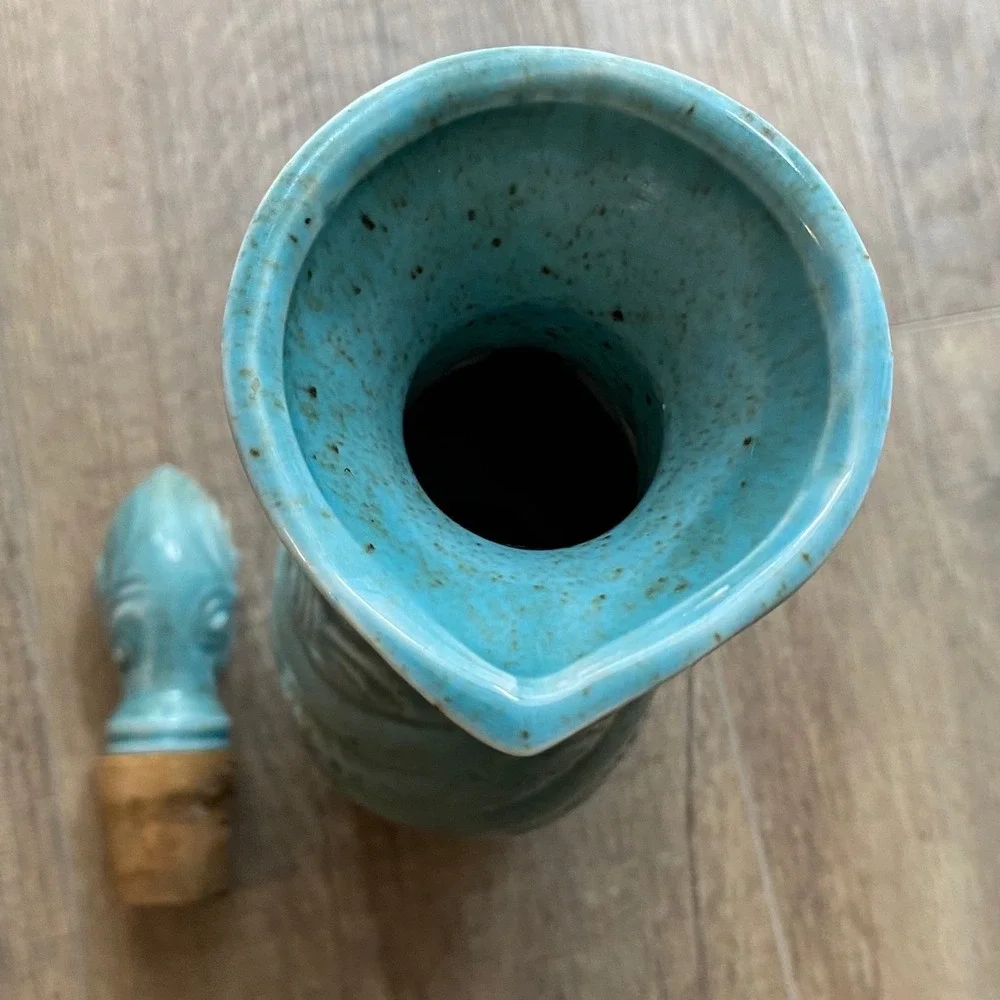 Vintage 1966 Jim Beam Regal China Turquoise Scroll Swirl Decanter 13.5